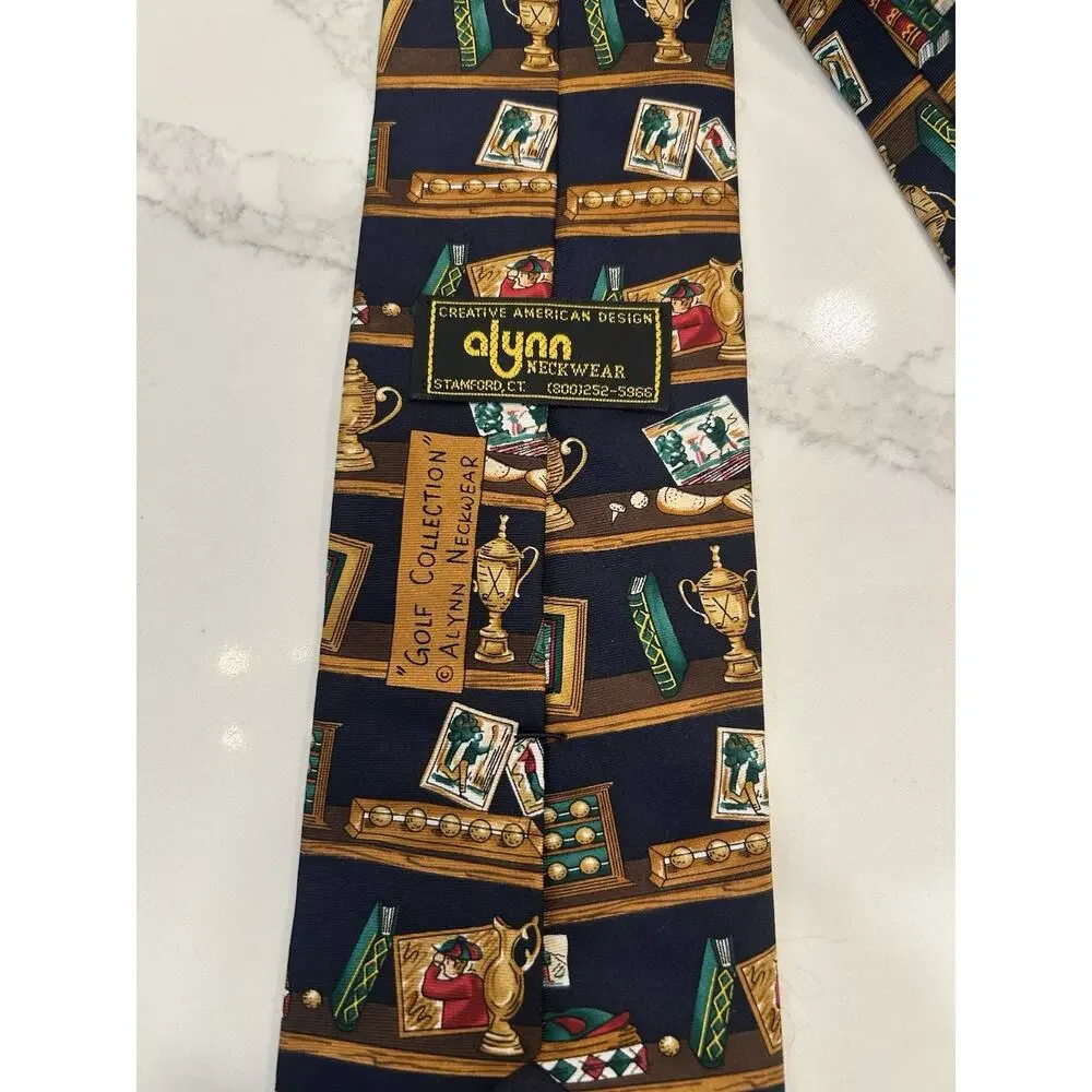 Vtg‎ GOLF Collection Men’s SILK Tie 3.75” Alynn Library Book Librarian Novelty